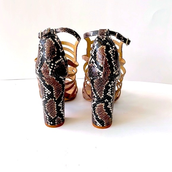 Schutz 'Kaye' Snakeskin-Print Strappy Sandals, Light Pink, 8B - Picture 8 of 13